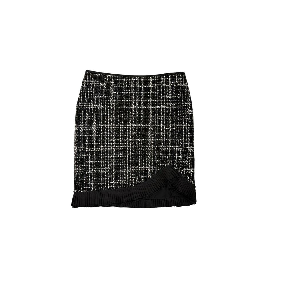 White House Black Market Tweed Ruffle Straight Pencil Skirt Size 4